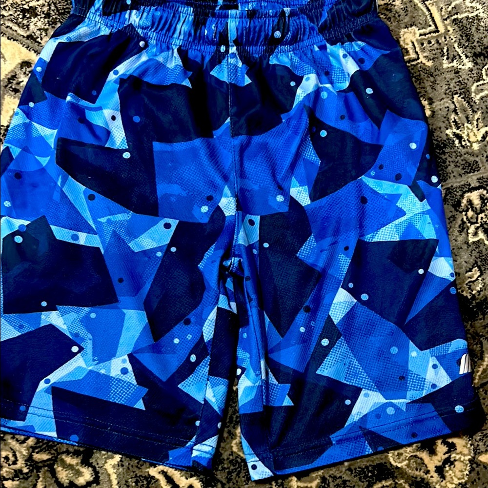Blue Geometric Patterned Shorts